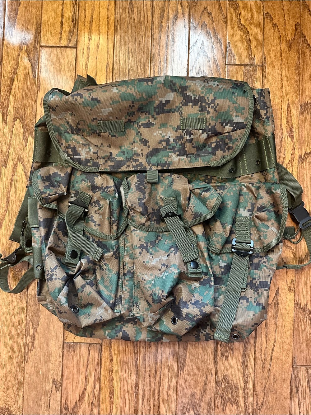 Digital Woodland Camouflage Military-Style Backpack - Green